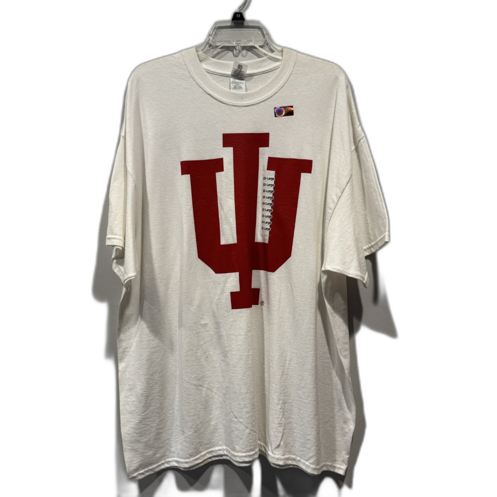 NWT Indiana Hoosiers IU T-Shirt Big Logo White Heavy Cotton Graphic 2XL NCAA